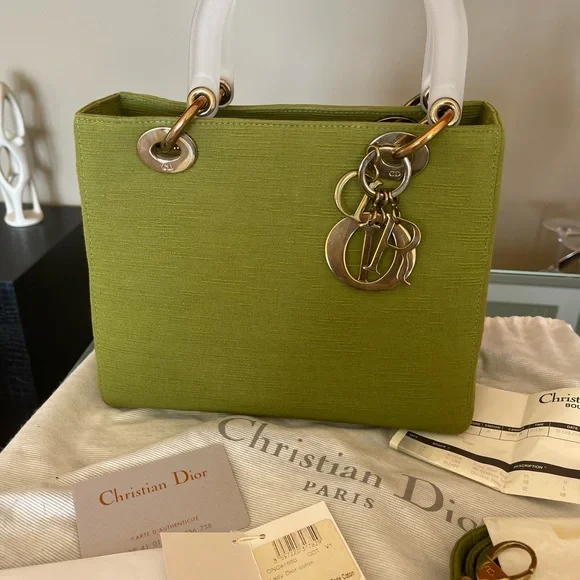 Vintage CHRISTIAN DIOR GREEN LADY DIOR BAG - Picture 2 of 11